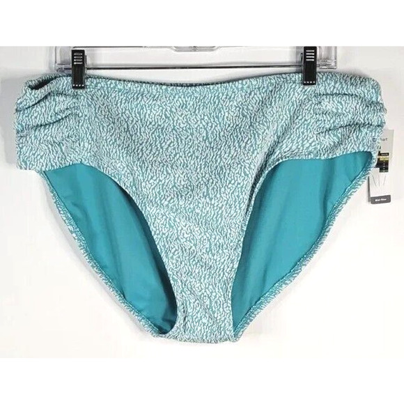 Time & Tru Swim Bottom Womens Size 2X 20W-22W Mid Rise Turquoise Blue White NWT - Picture 1 of 7